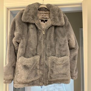 UGG Blue/Gray Faux Fur Jacket; size S